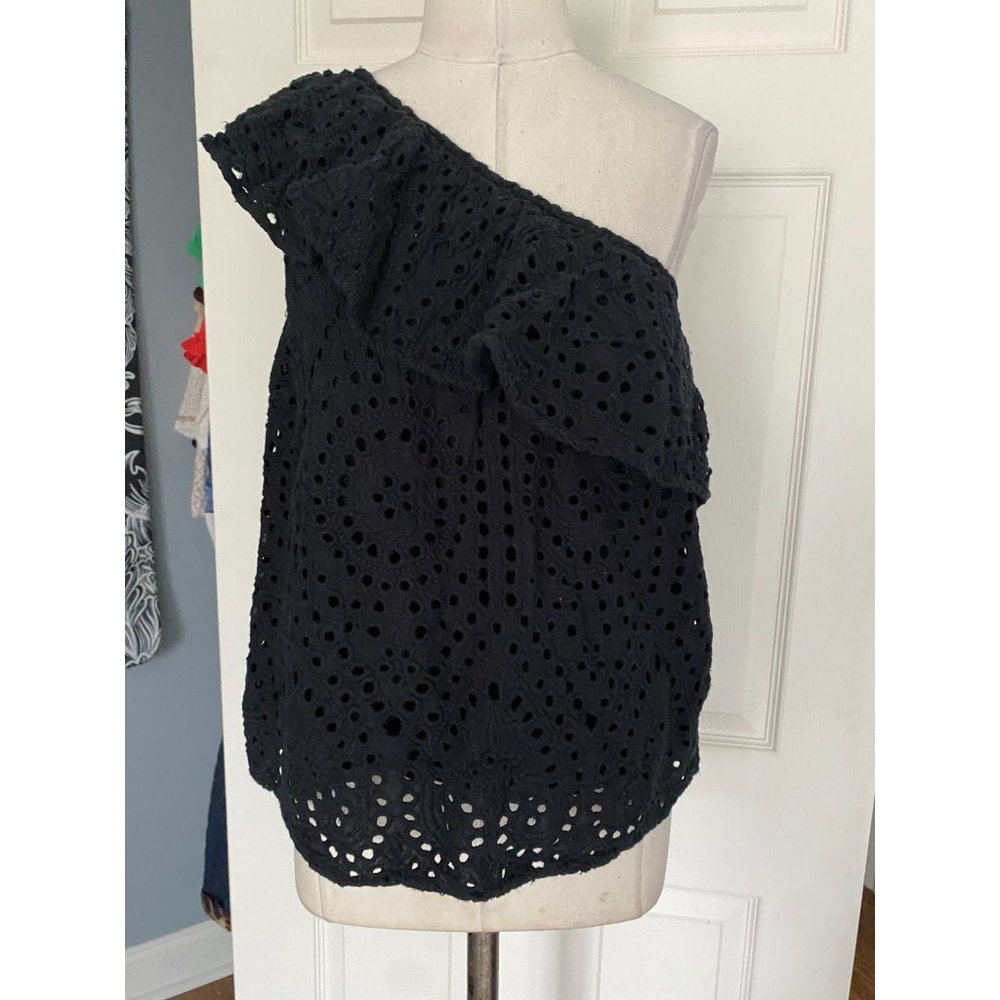Design 365 Eyelet One Shoulder Cotton Top Onyx NWT $127 Size Large